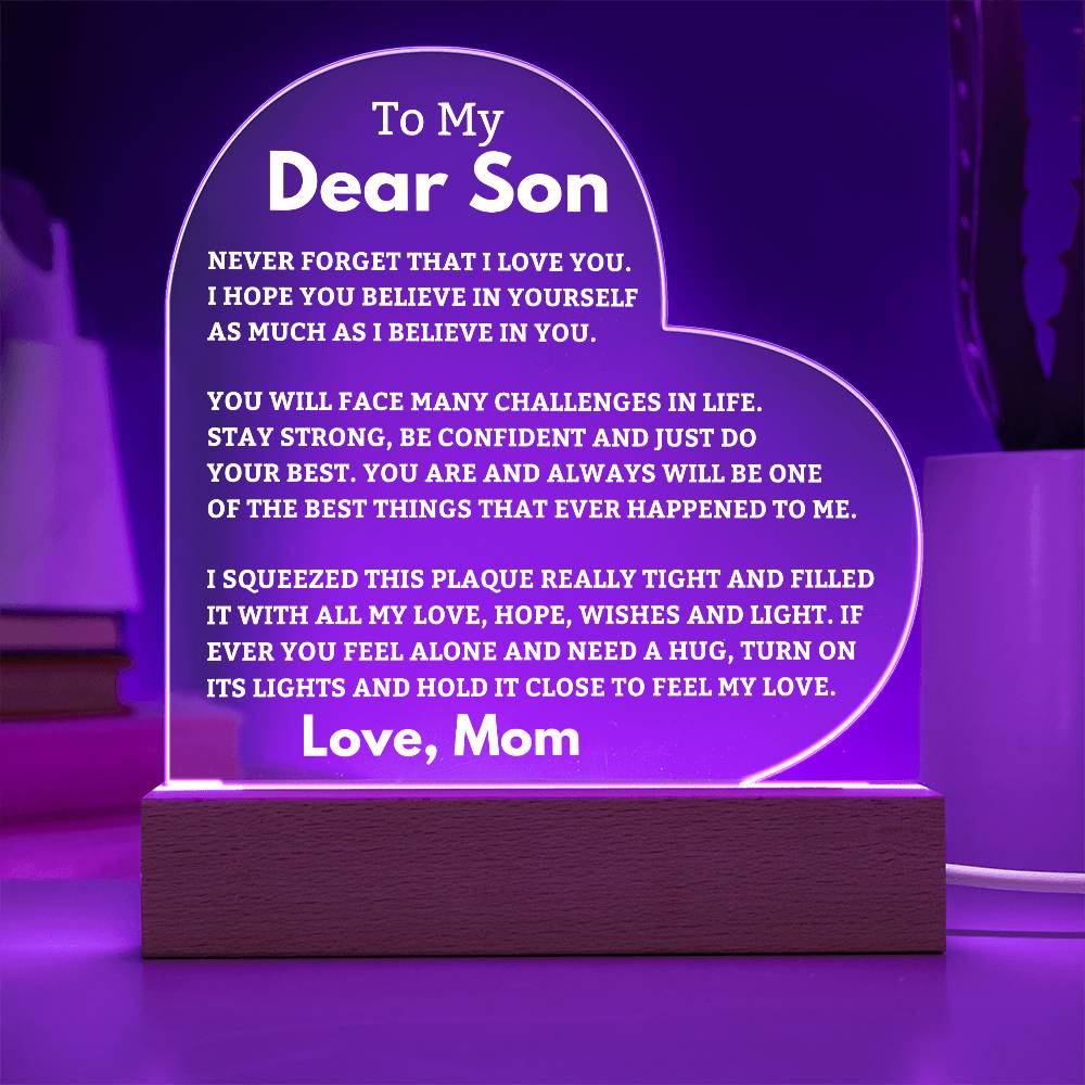 Son Gift "Best Thing" LED Heart Plaque - From Mom