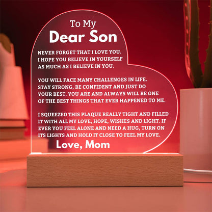 Son Gift "Best Thing" LED Heart Plaque - From Mom