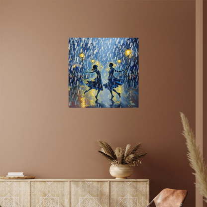 Couple Dancing Canvas Painting Framed Wall Art Valentines Day Gift Ready to Hang Elegant Decor