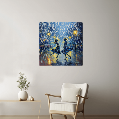 Couple Dancing Canvas Painting Framed Wall Art Valentines Day Gift Ready to Hang Elegant Decor