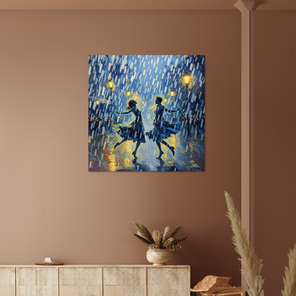 Couple Dancing Canvas Painting Framed Wall Art Valentines Day Gift Ready to Hang Elegant Decor