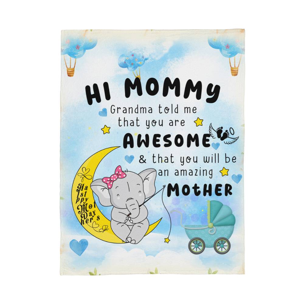 To New Mom From Grandma 30" x 40" and  60" x 80" Coral Fleece Blanket