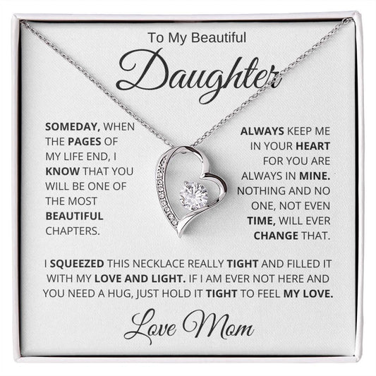 To My Beautiful Daughter Love Mom Forever Love Necklace - Charming Family Gift