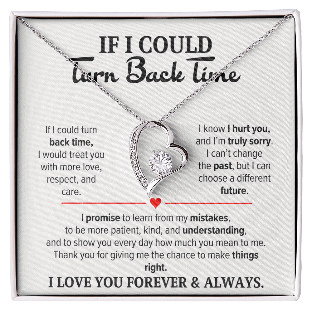 If I Could Turn Back Time Necklace for Her – I'm Sorry Heart Apology Gift