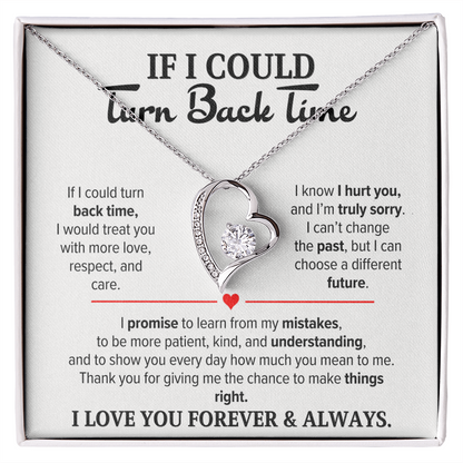 If I Could Turn Back Time Necklace for Her – I'm Sorry Heart Apology Gift
