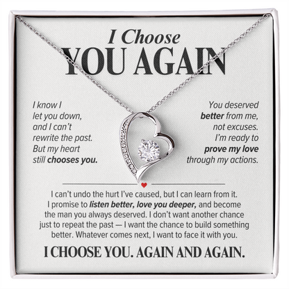 I Choose You Again Necklace for Her – Heart Second Chance Apology Gift