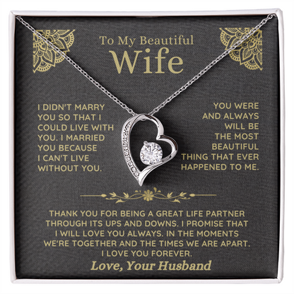 To My Beautiful Wife – Forever Love Necklace Gift Set