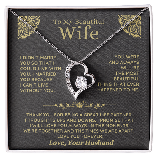 To My Beautiful Wife – Forever Love Necklace Gift Set