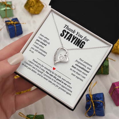 Thank You for Staying Necklace for Her – Forever Love Heart Appreciation Gift