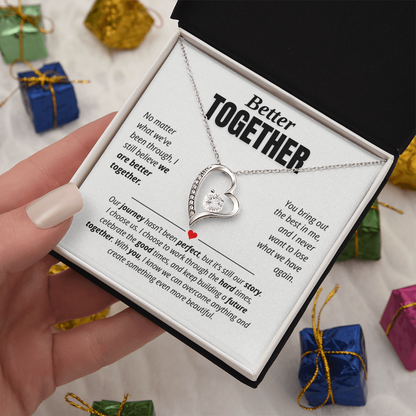 Better Together Necklace for Her – I Choose Us Heart Relationship Gift