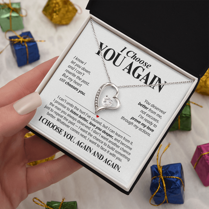 I Choose You Again Necklace for Her – Heart Second Chance Apology Gift