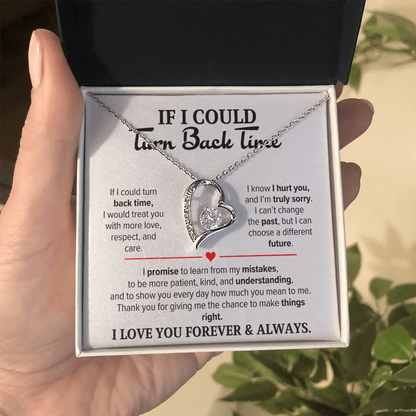If I Could Turn Back Time Necklace for Her – I'm Sorry Heart Apology Gift