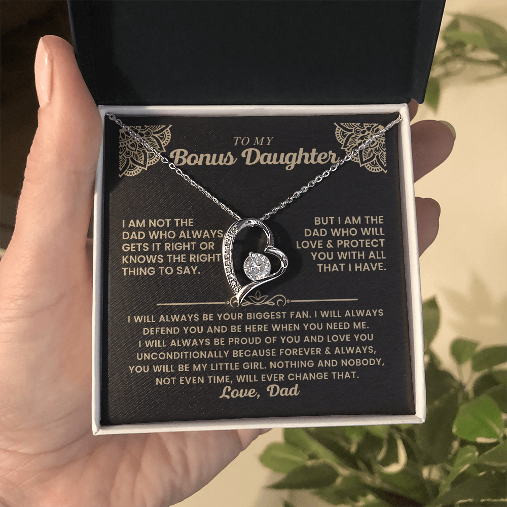 To My Bonus Daughter - "My Family Forever" Forever Love Necklace Gift Set - CFG06