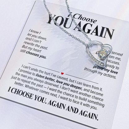 I Choose You Again Necklace for Her – Heart Second Chance Apology Gift
