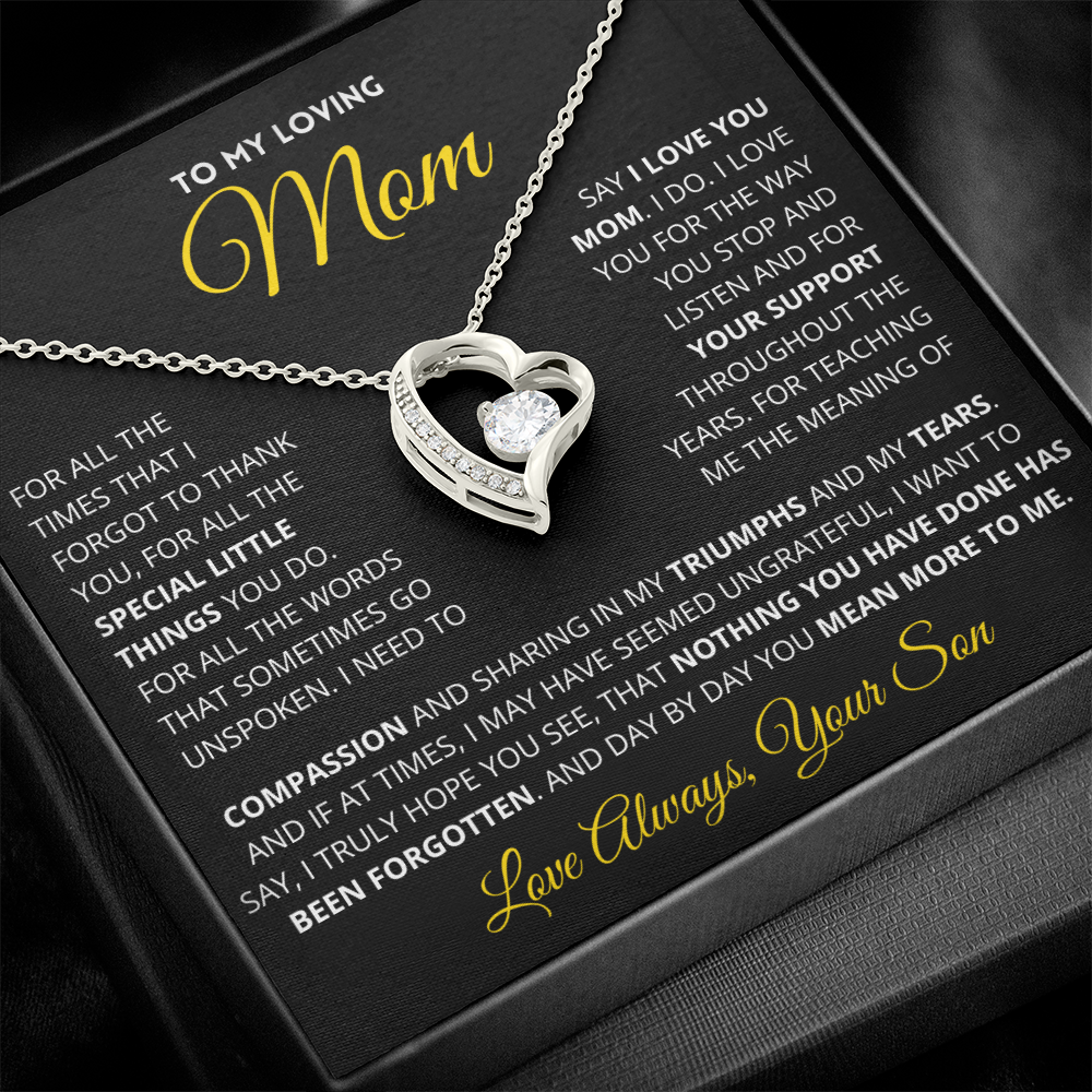 Mom Gift "You Mean More" Heart Necklace From Son