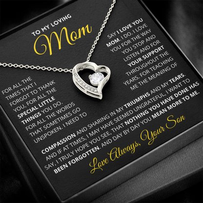 Mom Gift "You Mean More" Heart Necklace From Son