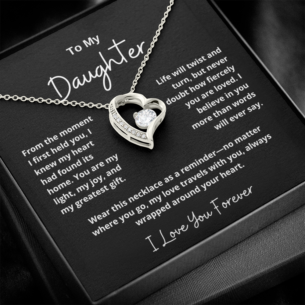 To My Daughter – Sparkling Forever Love Necklace with Heartfelt Message