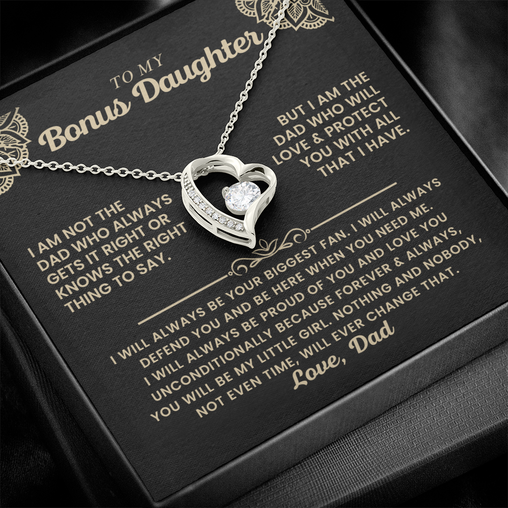 To My Bonus Daughter - "My Family Forever" Forever Love Necklace Gift Set - CFG06