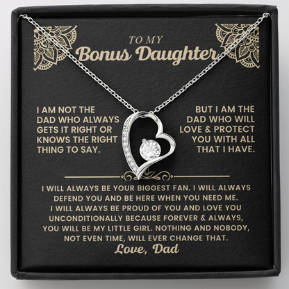 To My Bonus Daughter - "My Family Forever" Forever Love Necklace Gift Set - CFG06