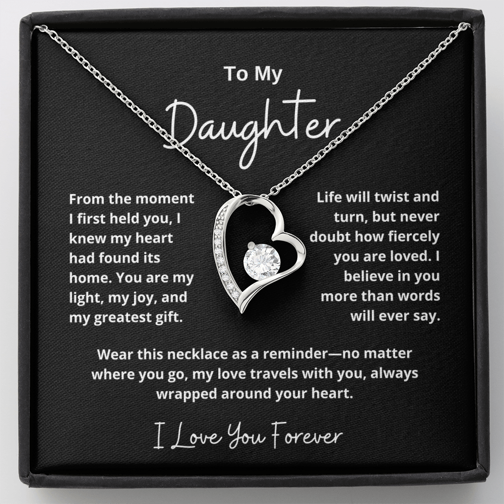 To My Daughter – Sparkling Forever Love Necklace with Heartfelt Message