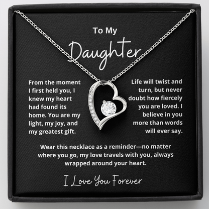 To My Daughter – Sparkling Forever Love Necklace with Heartfelt Message