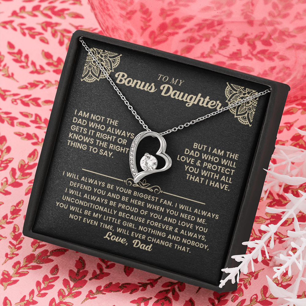 To My Bonus Daughter - "My Family Forever" Forever Love Necklace Gift Set - CFG06