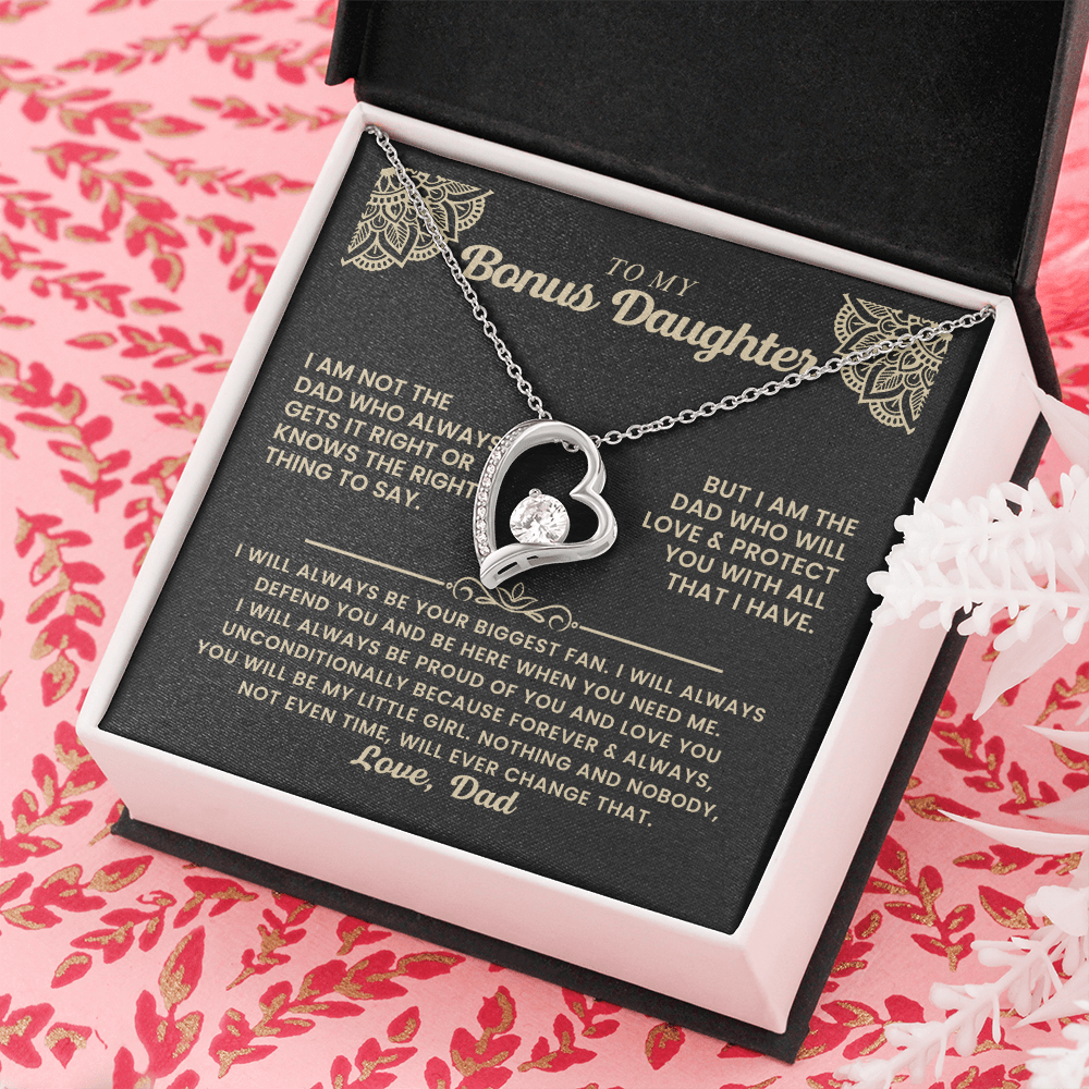To My Bonus Daughter - "My Family Forever" Forever Love Necklace Gift Set - CFG06