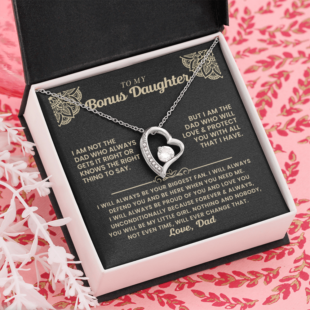 To My Bonus Daughter - "My Family Forever" Forever Love Necklace Gift Set - CFG06