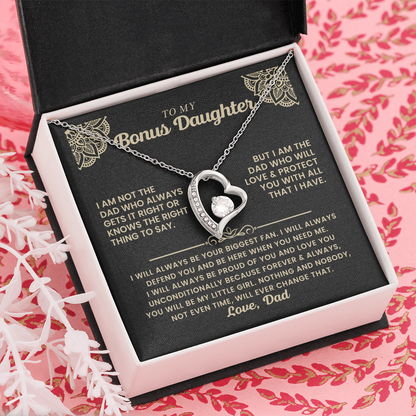 To My Bonus Daughter - "My Family Forever" Forever Love Necklace Gift Set - CFG06