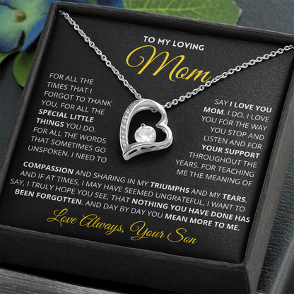 Mom Gift "You Mean More" Heart Necklace From Son