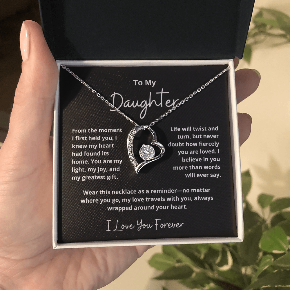 To My Daughter – Sparkling Forever Love Necklace with Heartfelt Message