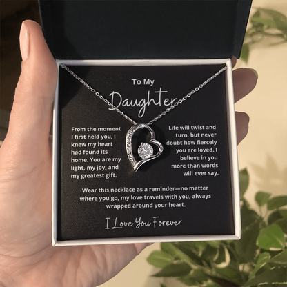 To My Daughter – Sparkling Forever Love Necklace with Heartfelt Message