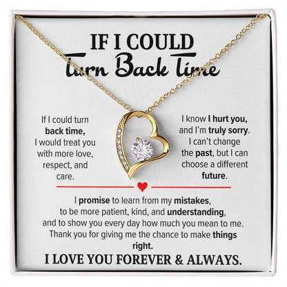 If I Could Turn Back Time Necklace for Her – I'm Sorry Heart Apology Gift