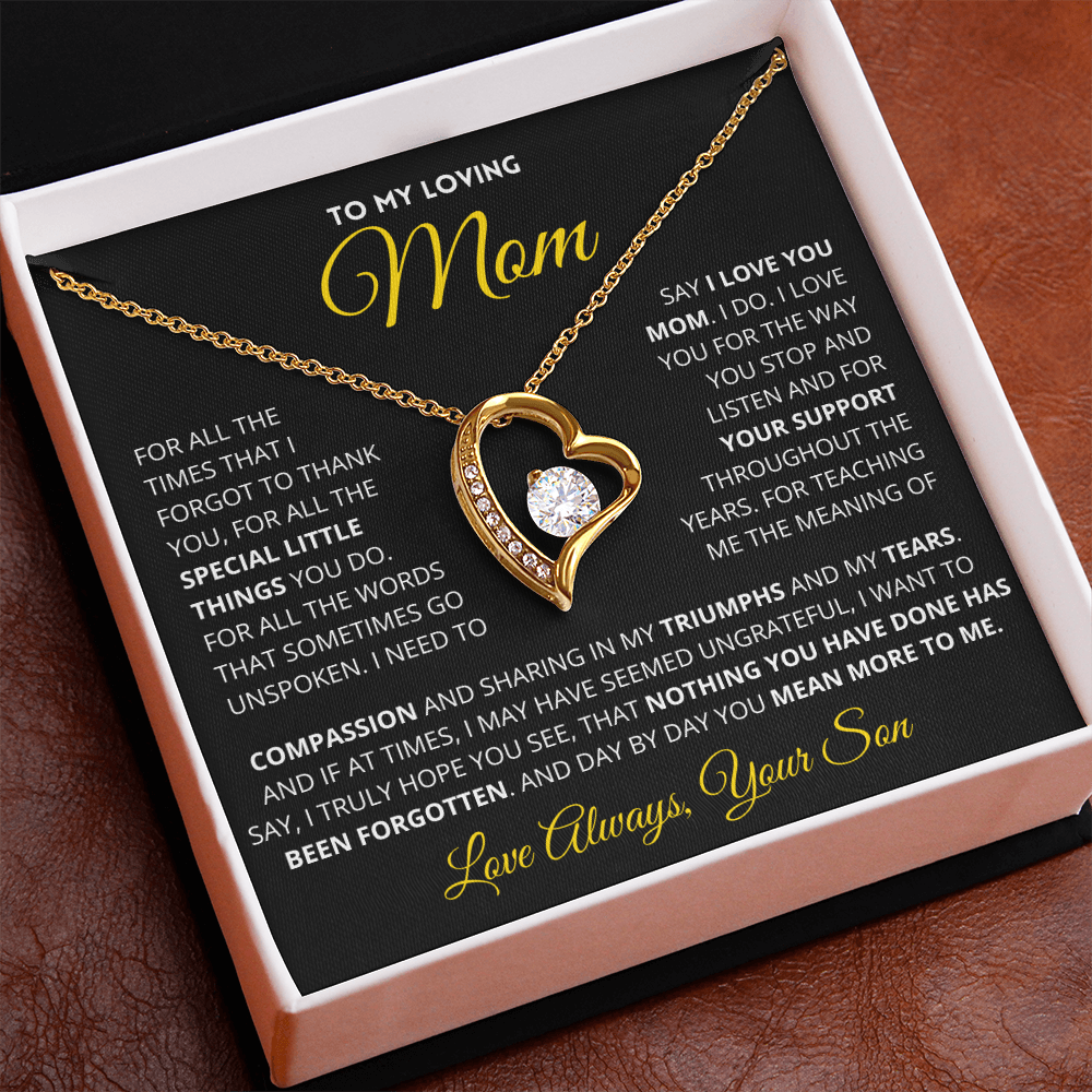 Mom Gift "You Mean More" Heart Necklace From Son