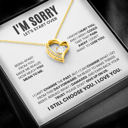I'm Sorry Let's Start Over Necklace for Her – Forever Love Heart Necklace Apology Gift Set
