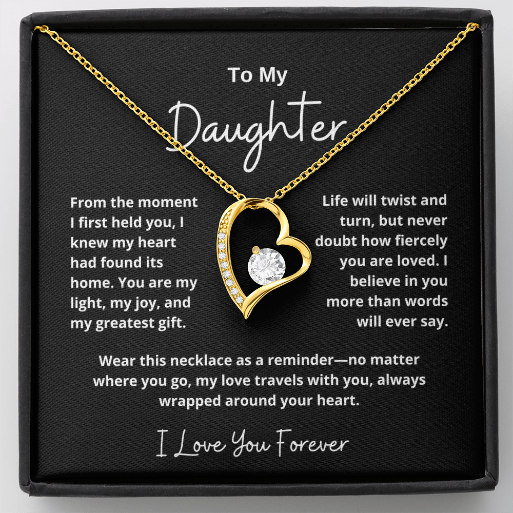 To My Daughter – Sparkling Forever Love Necklace with Heartfelt Message