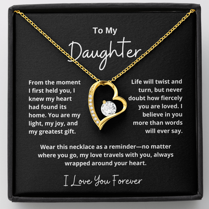To My Daughter – Sparkling Forever Love Necklace with Heartfelt Message