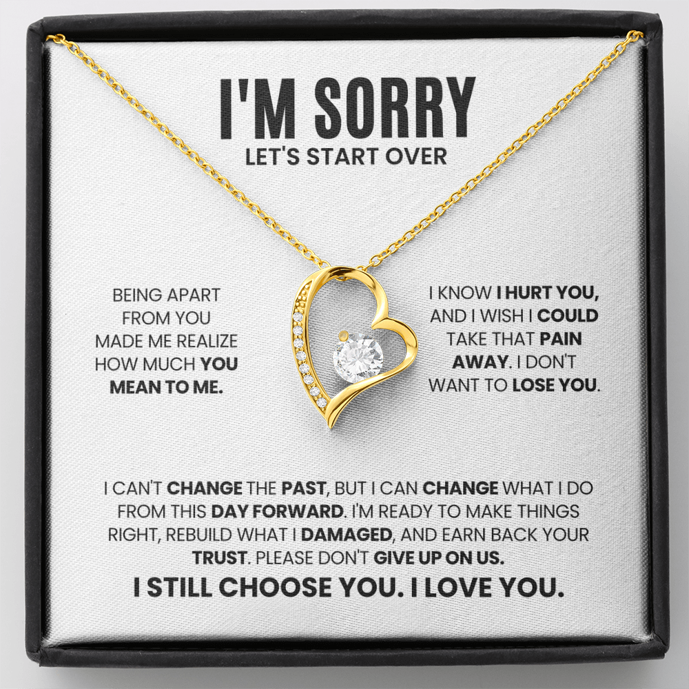 I'm Sorry Let's Start Over Necklace for Her – Forever Love Heart Necklace Apology Gift Set