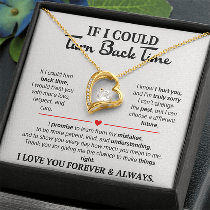 If I Could Turn Back Time Necklace for Her – I'm Sorry Heart Apology Gift