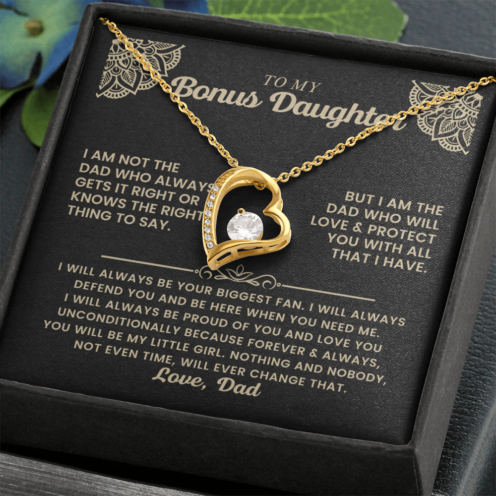 To My Bonus Daughter - "My Family Forever" Forever Love Necklace Gift Set - CFG06