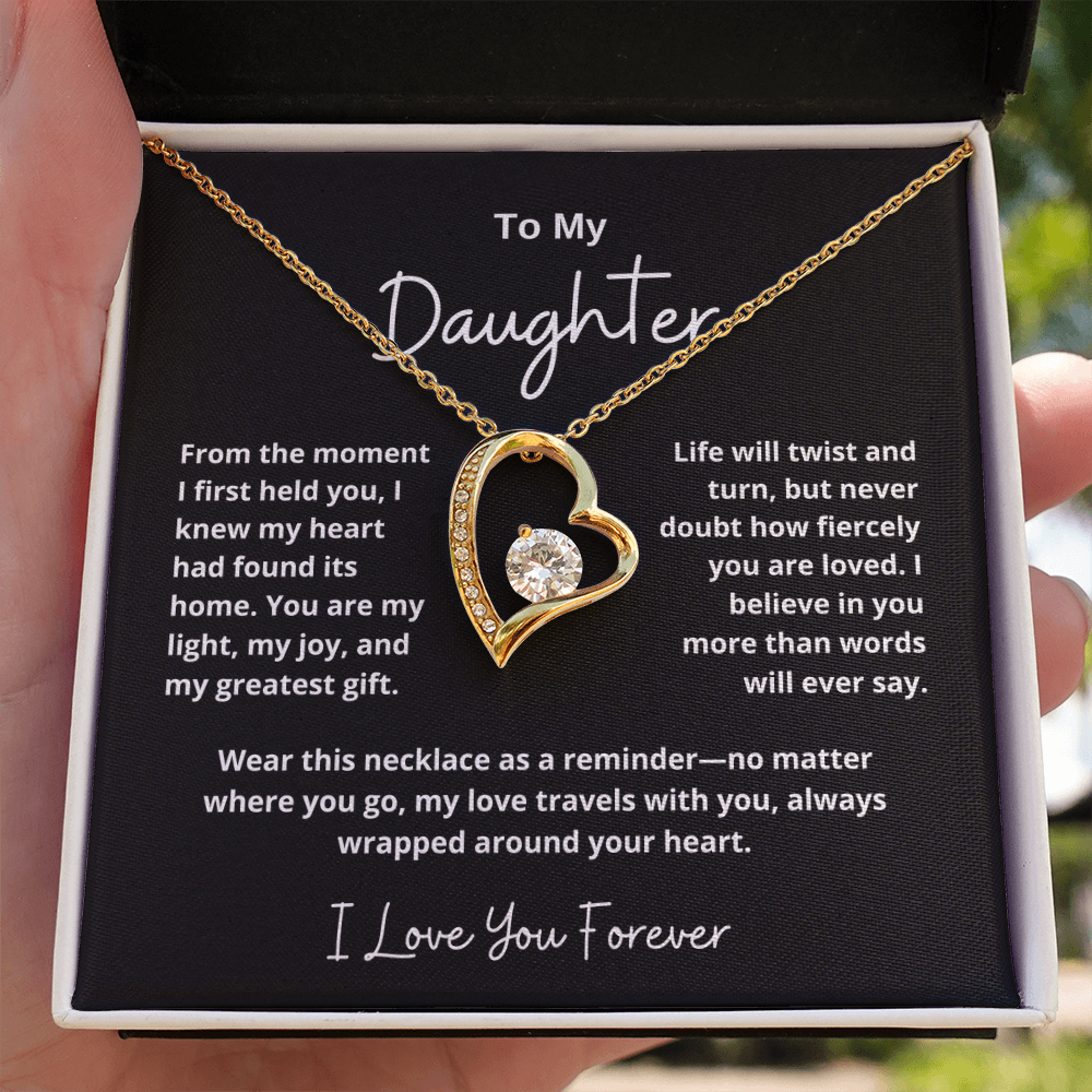 To My Daughter – Sparkling Forever Love Necklace with Heartfelt Message