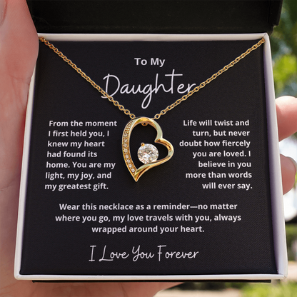 To My Daughter – Sparkling Forever Love Necklace with Heartfelt Message