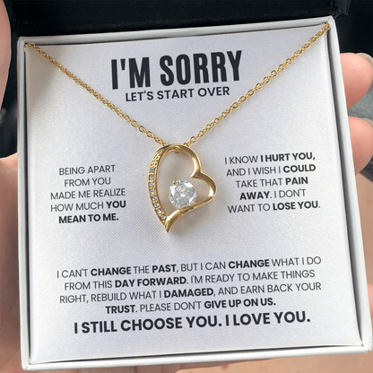 I'm Sorry Let's Start Over Necklace for Her – Forever Love Heart Necklace Apology Gift Set