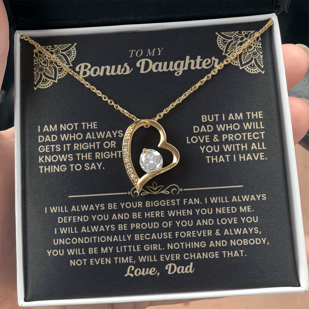 To My Bonus Daughter - "My Family Forever" Forever Love Necklace Gift Set - CFG06