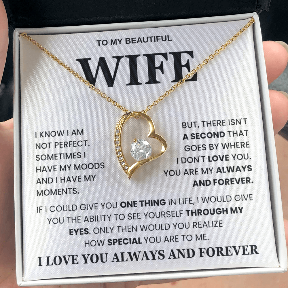 To My Beautiful Wife - I Love Your Always and Forever Love Necklace Gift Set
