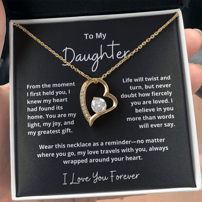 To My Daughter – Sparkling Forever Love Necklace with Heartfelt Message