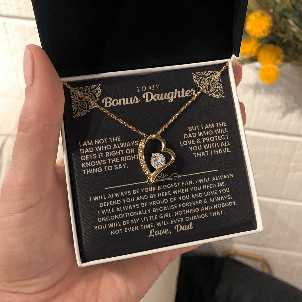 To My Bonus Daughter - "My Family Forever" Forever Love Necklace Gift Set - CFG06