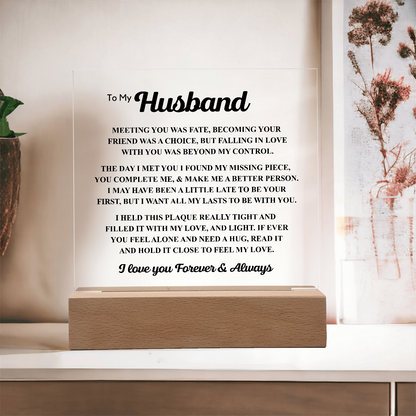 To My Husband Acrylic Plaque – “Meeting You Was Fate” Romantic LED Gift