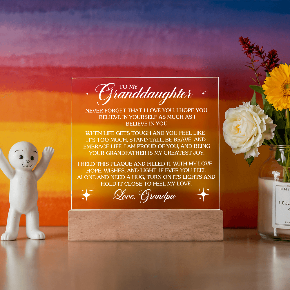 To My Granddaughter - Love Grandpa - Acrylic Square Plaque Gift