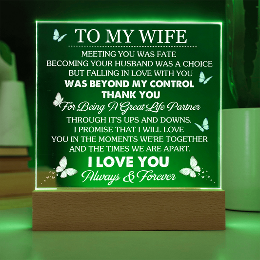 To My Wife - I love you forever and always - Acrylic Square Plaque Gift Set